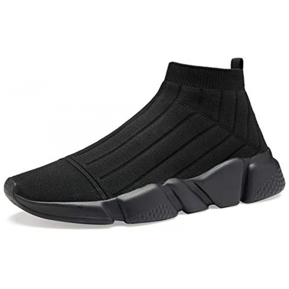 Men's Breathable Knit Slip On Sneakers Lightweight Athletic Shoes Casual Sports Shoes All Black
